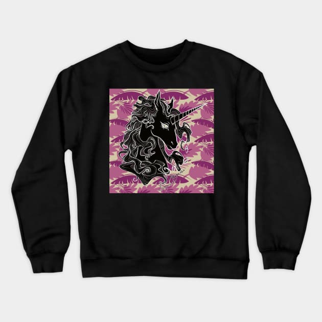 Black unicorn Crewneck Sweatshirt by RiamiLoray